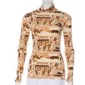 ISO Celine long sleeve printed viscose top